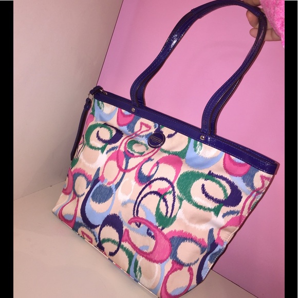 colorful coach tote